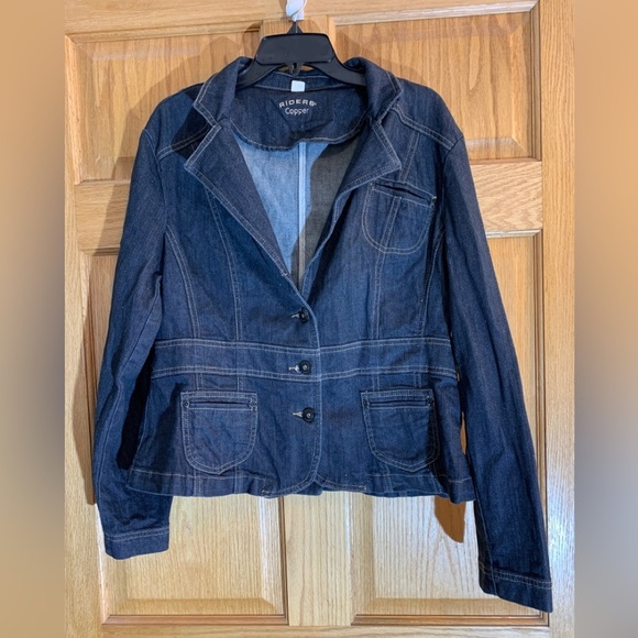 LEE Riders Copper Women’s 2XL XXL Three Button Lapel Blue Denim Jean Jacket - Picture 1 of 6